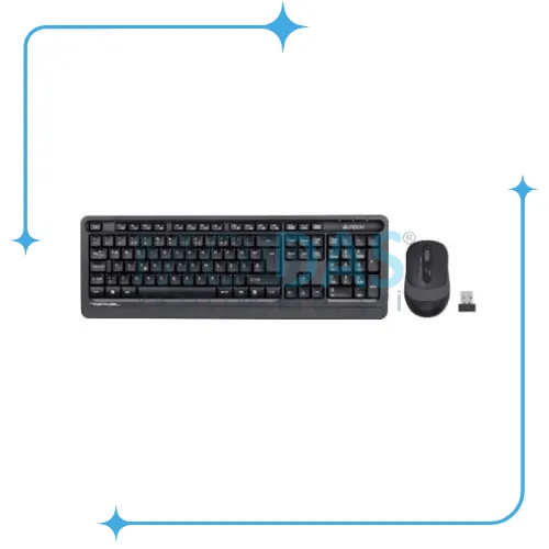A4 TECH FG1010 Kablosuz Q Trk Optic Mouse Siyah/Gri Multimedya Klavye - Mouse Set