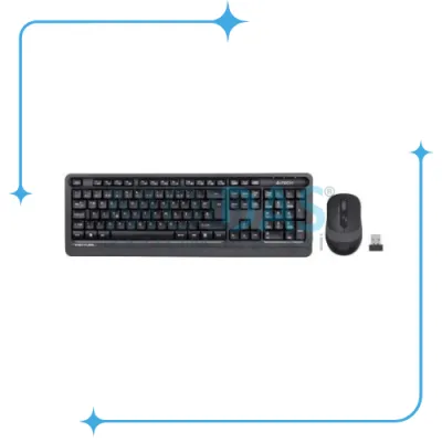 A4 TECH FG1010 Kablosuz Q Trk Optic Mouse Siyah/Gri Multimedya Klavye - Mouse Set